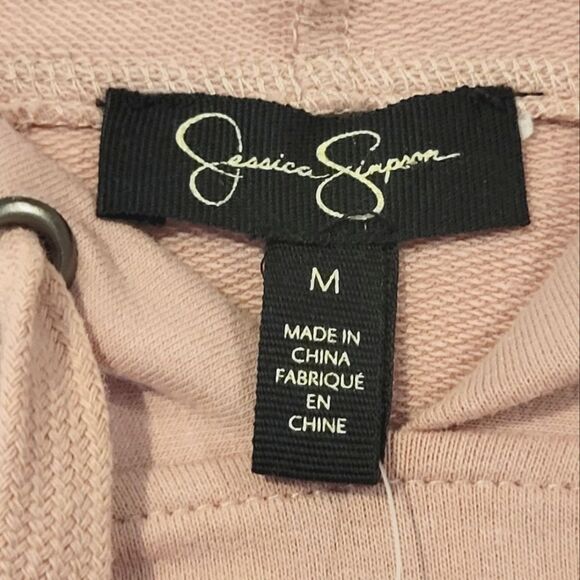 Jessica Simpson Bressia Pink Floral Embroidered Drop Sleeve Hoodie Size M - Picture 6 of 10